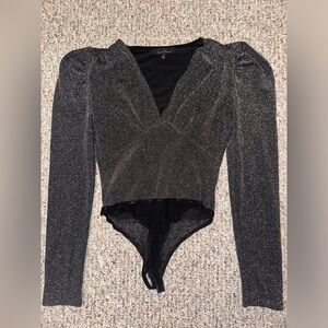 Womens sparkly black stretchy body suit long sleeve used